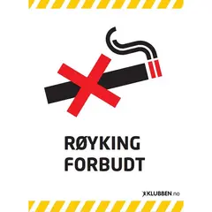 Skilt A3 - Røyking forbudt Hvitt skilt med svart tekst