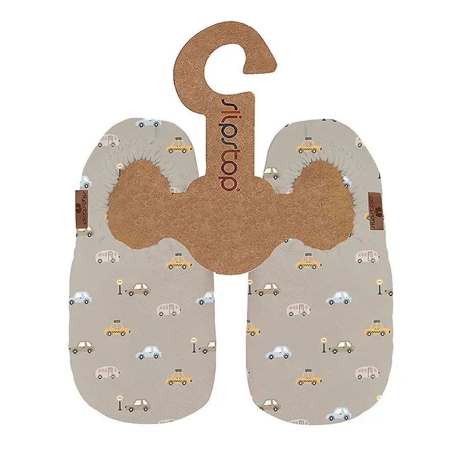 Slipstop Tøfler Cars Naturel 0-6 Mnd Barnetøfler med antiskli 