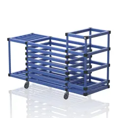 Multi utstyrsvogn med 2 rom og 2 hyller Bl&#229; oppbevaringsvogn til sv&#248;mmehall