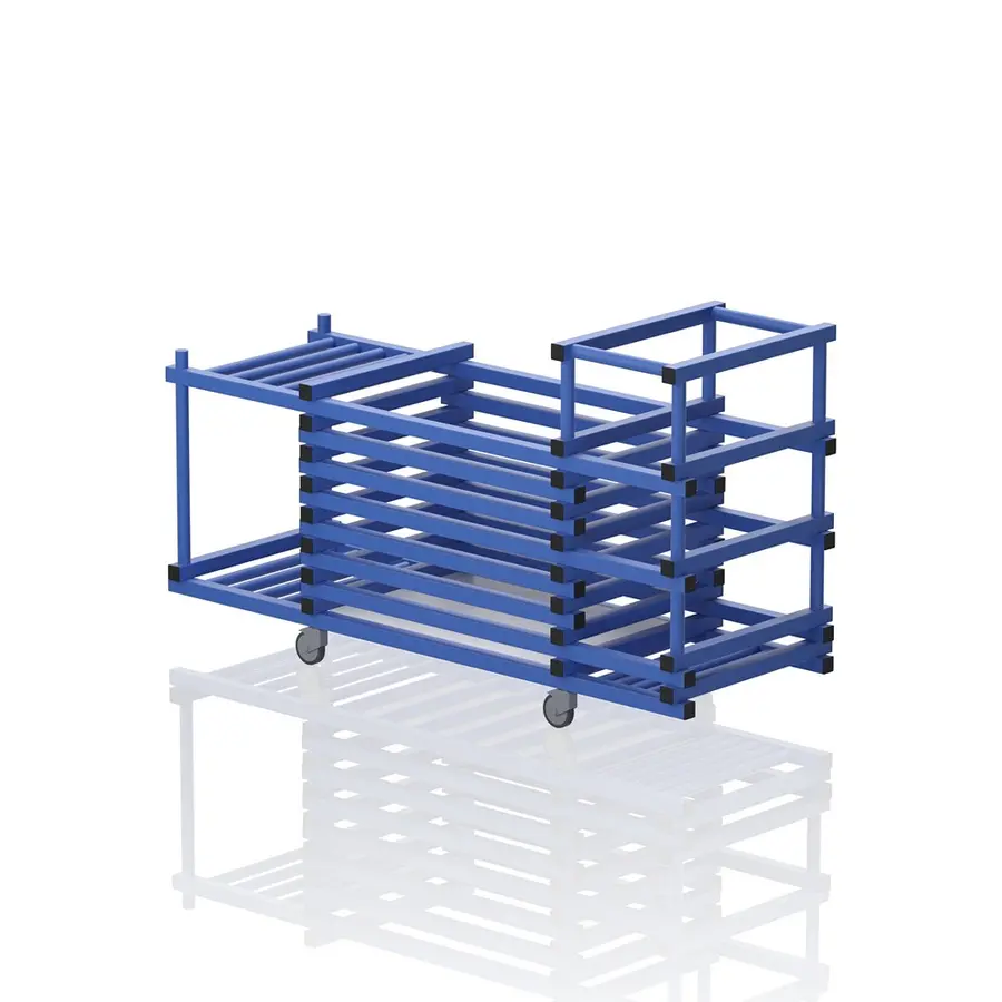 Multi utstyrsvogn med 2 rom og 2 hyller Blå oppbevaringsvogn til svømmehall 