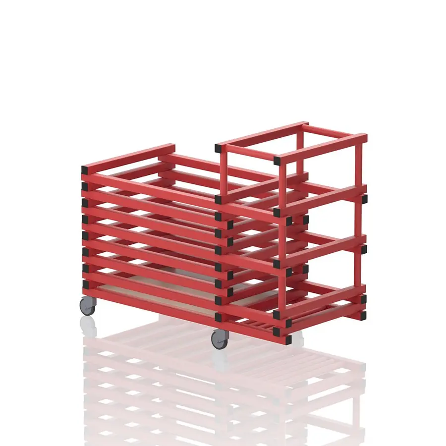 Multi utstyrsvogn med 2 rom Rød oppbevaringsvogn til svømmehall 