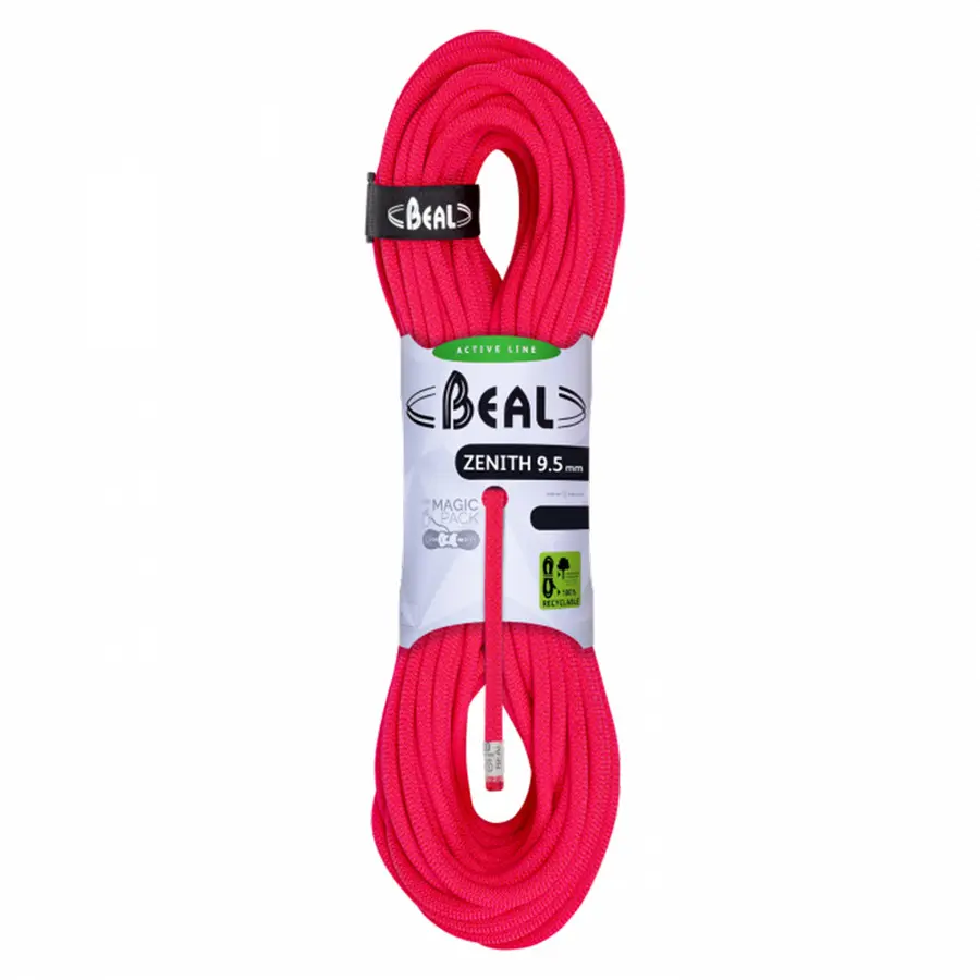 Klatretau Beal ZENITH 9,5mmx60m Dynamisk enkelttau | Rosa 