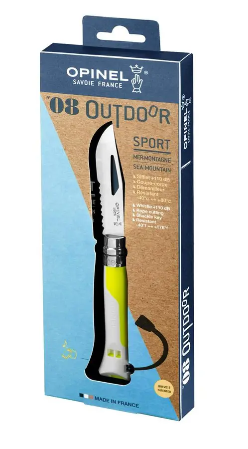 Opinel N°08 Outdoor Foldekniv | Gul Solid lommekniv for hverdagsturene 