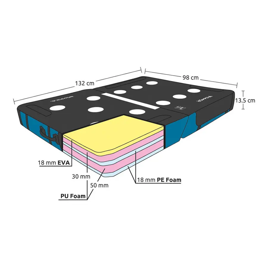 Buldrematte CAMP Domino 132x98x13,5 cm | Sammenleggbar 