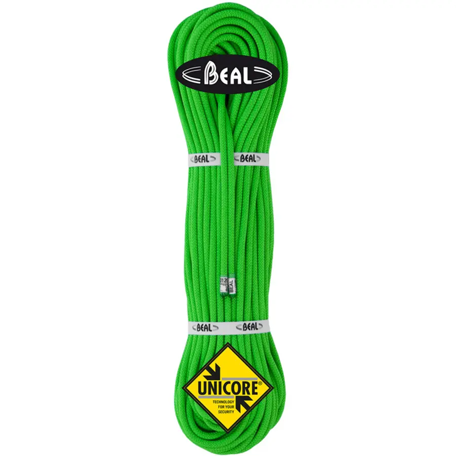 Klatretau Beal GULLY Unicore 7,3mmx50m Golden Dry | Dynamisk halvtau | Grønn 