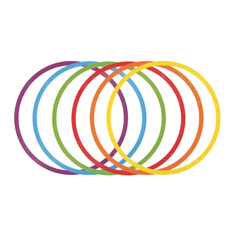 Gymnastikkringer 50 cm - 6 stk Sett med 6 flate ringer i ulike farger