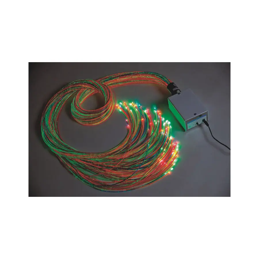 Fiberoptikk 100 flerfargede tråder 200 cm | med lyskilde 