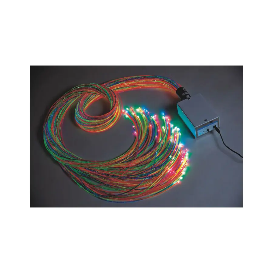 Fiberoptikk 100 flerfargede tråder 200 cm | med lyskilde 