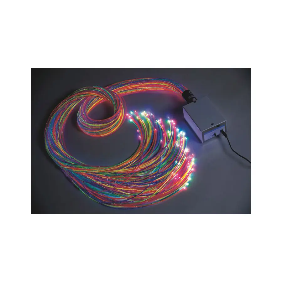 Fiberoptikk 100 flerfargede tråder 200 cm | med lyskilde 