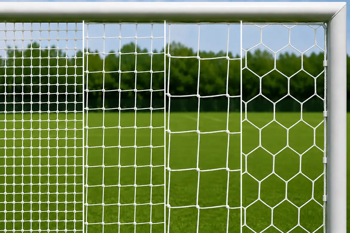 Bilde av ulike fotballnett og maskevidde